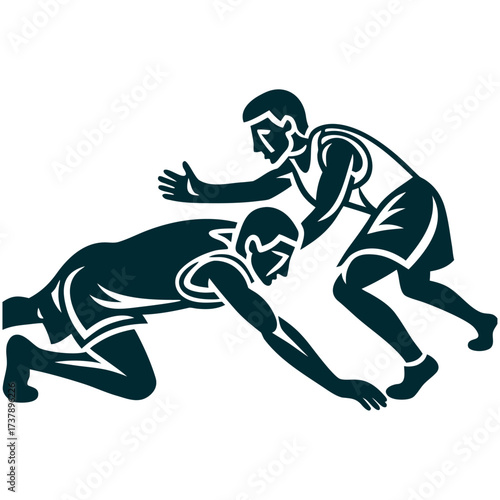 Kho Kho Players Tagging Illustration Kho Kho India Two players in pursuit one crouching one lunging to tag
