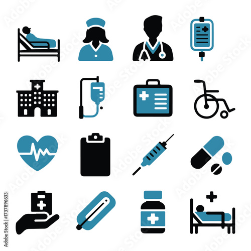 Collection of medical and healthcare icons