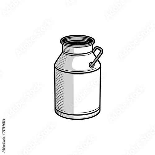 Vintage Milk Can Illustration Isolated on White Background Farm Fresh Dairy Concept Design Element