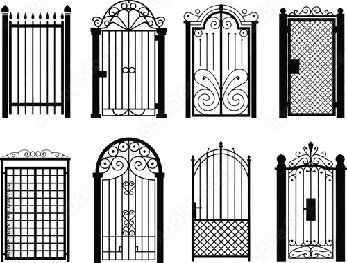 Various Black and White Gate Designs for Architectural Elements