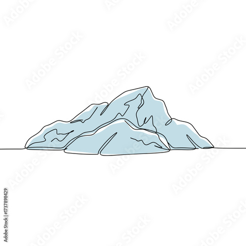 Sketch of glacier block in minimalist style with blue tones  