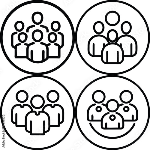 A collection of simplified group icon representing individuals