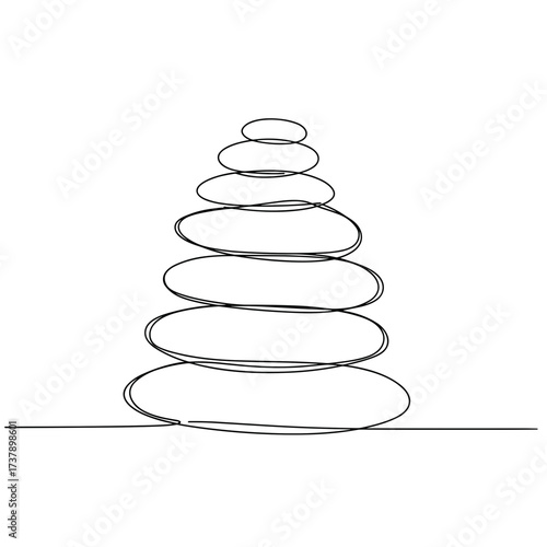 Line drawing of stacked pebbles in minimalist style on white background  