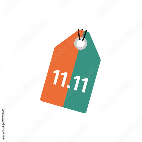 Vibrant shopping tag with 11.11 date, symbolizing a global online sales event and significant promotional discounts available to consumers worldwide