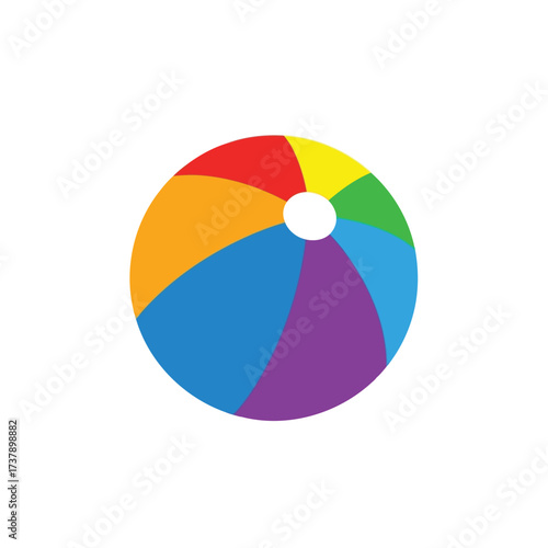A vibrant, multi-colored beach ball with segments of red, yellow, blue, green, and purple, symbolizing fun and summer activities Free Download A vibrant, multi-colored beach ball with segments of red, yellow, blue, green, and purple, symbolizing fun and summer activities - GFXLoad