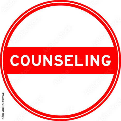 Red color round seal sticker in word counseling on white background