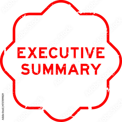 Grunge red executive summary word square rubber seal stamp on white background
