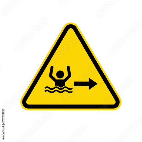 Drowning Hazard Warning Sign – Safety Symbol for Swimming, Water Danger, and Emergency Exit