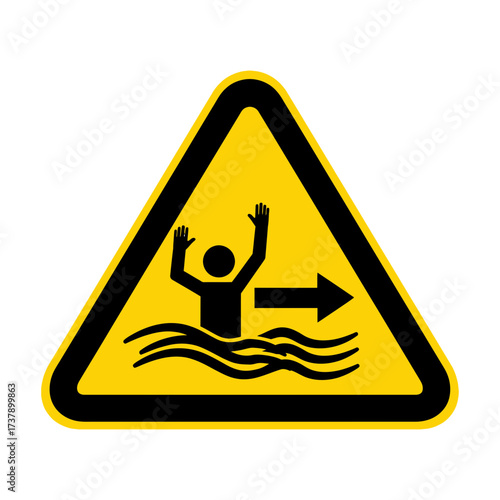Drowning Hazard Warning Sign – Safety Symbol for Swimming, Water Danger, and Emergency Exit