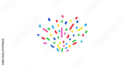 Playful confetti explosion of color isolated on a clean white background creating a celebratory