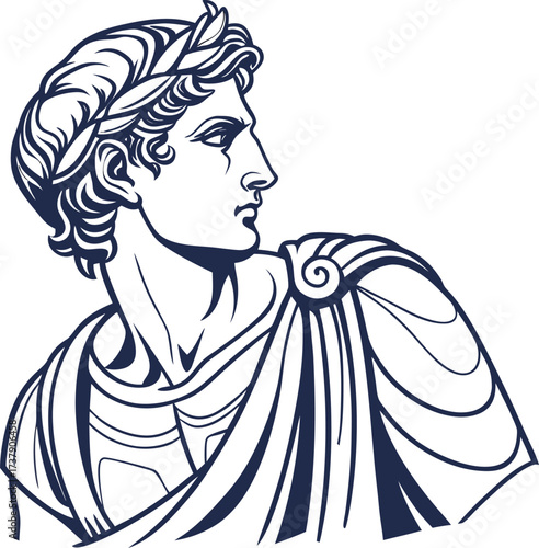 Ancient Roman Bust Classical Illustration