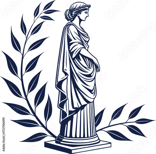Classic Sculpture with Laurel Wreath Design