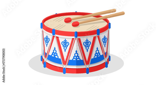 Vibrant drum instrument with detailed design for joyful music and entertainment representation