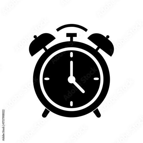 Illustration of a classic alarm clock icon on transparent background