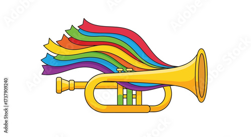 Rainbow Rhapsody: A vibrant trumpet illustration expressing harmony and celebration