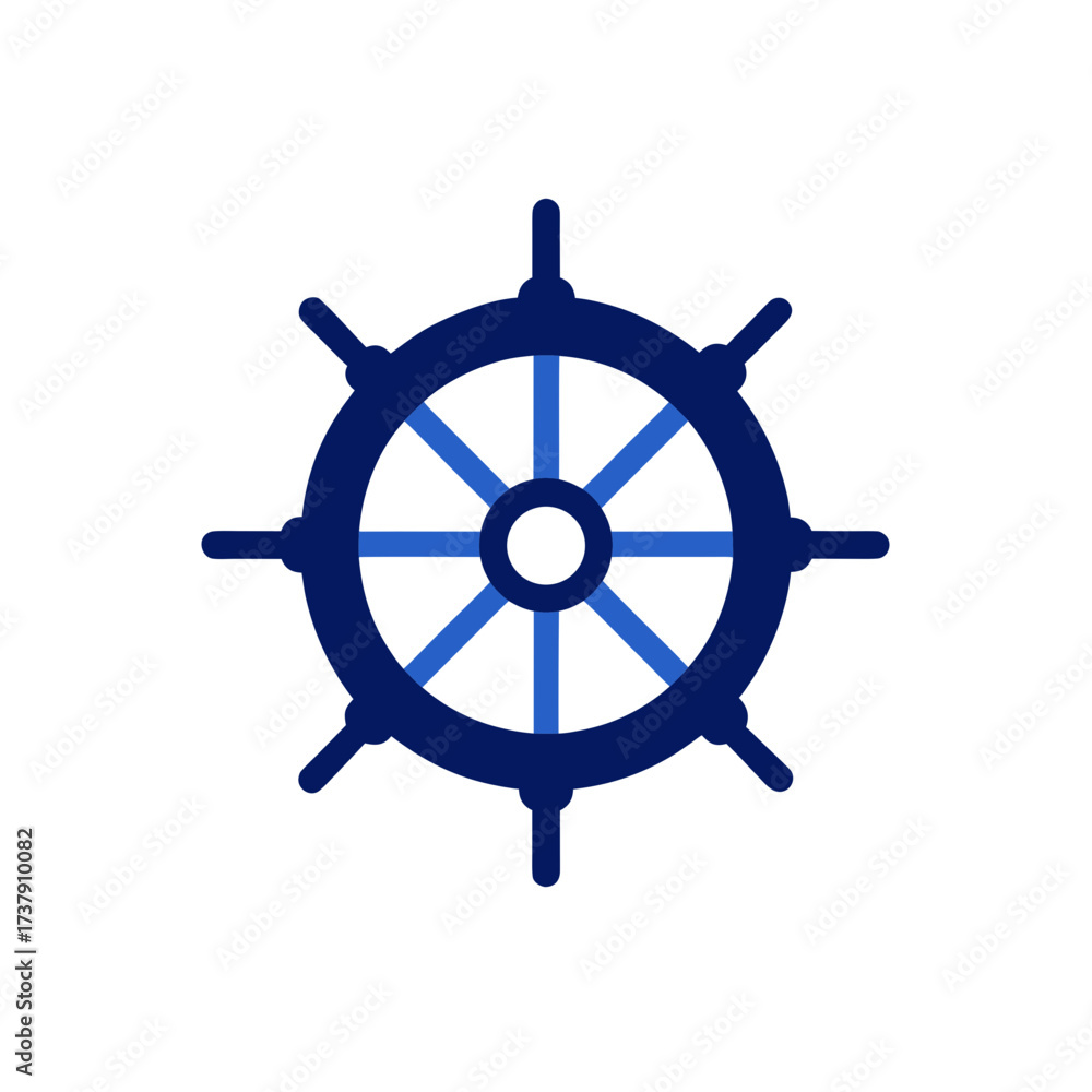 Obraz premium Illustration of a ship steering wheel icon on transparent background