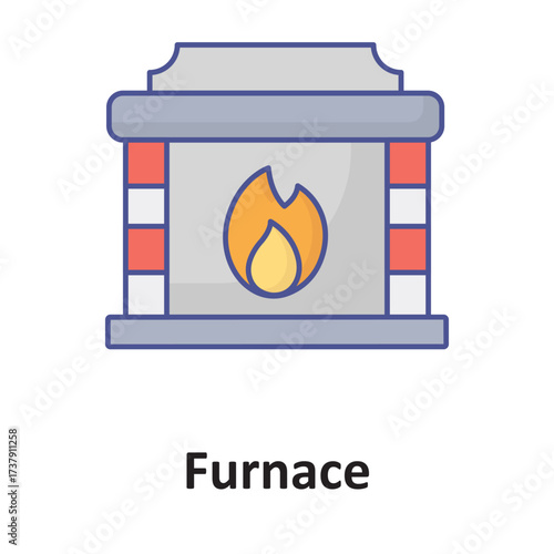 Furnace Vector icon which can easily modify or edit