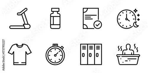 Workout and Wellness Line Icons for Gym and Lifestyle Design