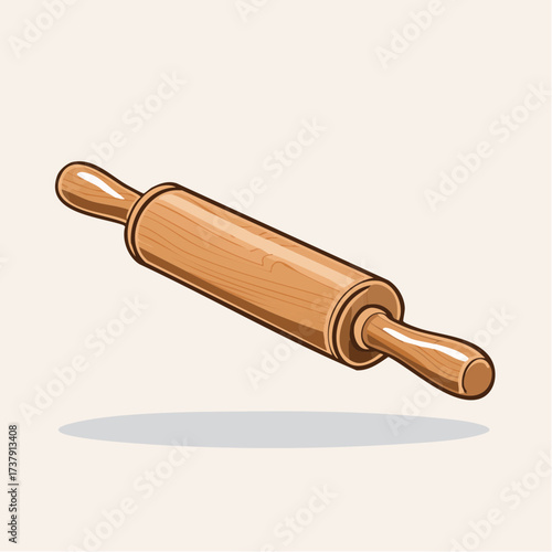 Wooden rolling pin with handles
