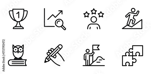 Achievement and Success Line Icons for Motivation Design