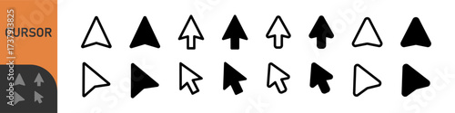 Computer mouse click cursor isolated on transparent. Cursors icons click set. Cursor set in hand, arrow and mouse forms, hand pointer
