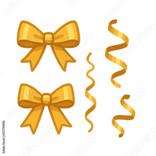 金色のリボンとボウセット｜Golden Ribbons and Bows Set