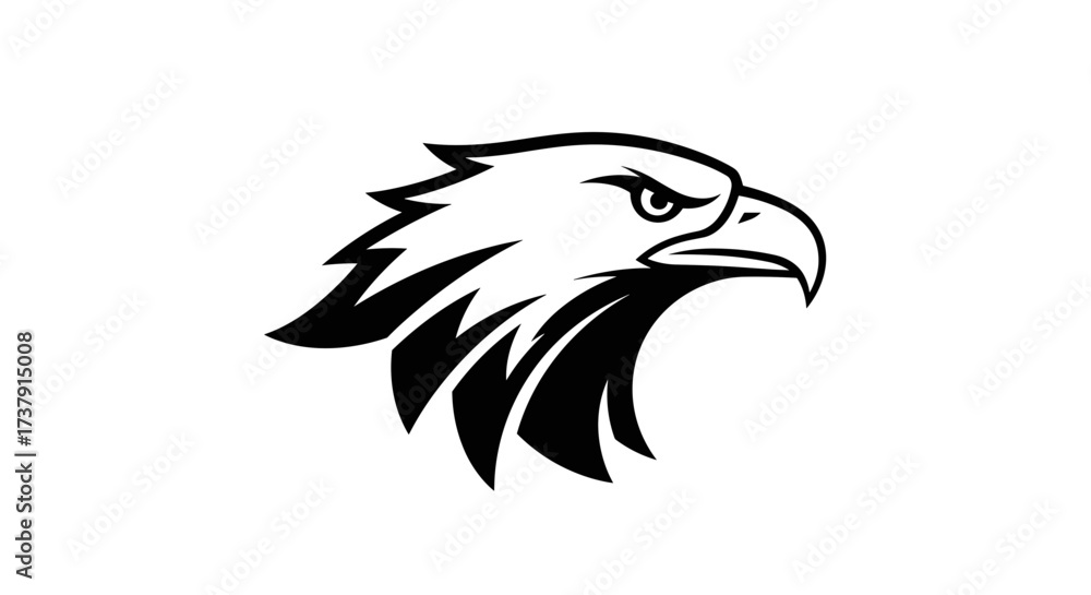 Obraz premium Black and white eagle head profile mascot flat illustration