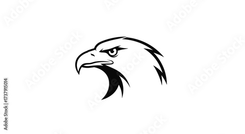 Black and white eagle head profile logo flat illustration