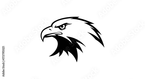 Black and white eagle head side profile flat illustration