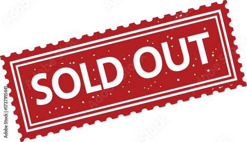 Red Sold Out Stamp Style Message with Jagged Edges and Specks unavailable out of stock
