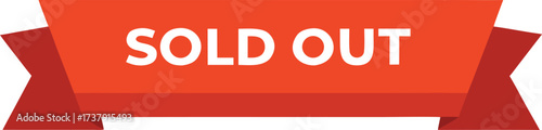Sold Out Ribbon Banner In Red With White Text vector illustration