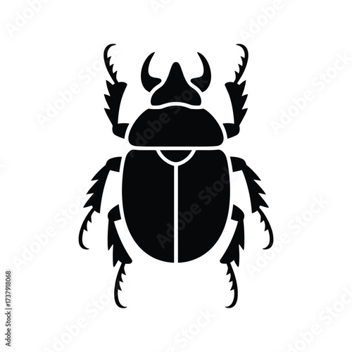 Stylized black silhouette of a scarab beetle insect