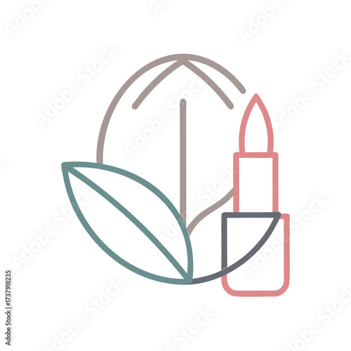 Natural lipstick with leaf and abstract shape icon