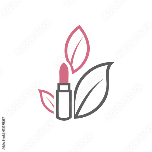 Natural lipstick icon with delicate leaves
