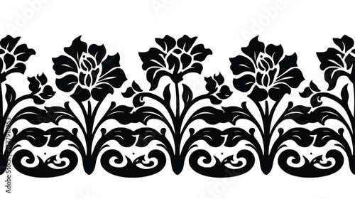 Black floral ornamental border design vector
