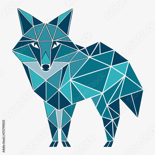 Geometric blue fox illustration