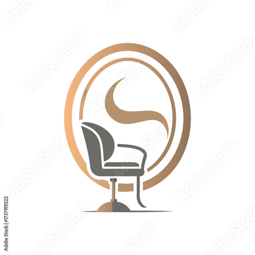 Elegant salon chair logo with circular emblem