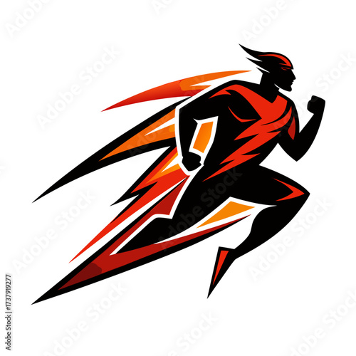 Dynamic runner silhouette with fiery streaks