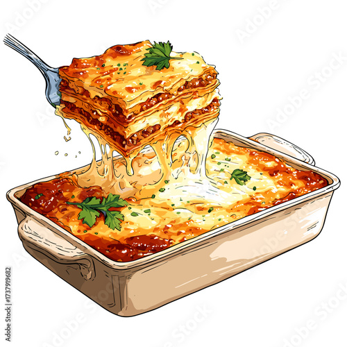 Homemade Lasagna with Cheese Layers and Meat Sauce