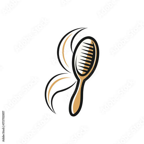 Stylized hairbrush with flowing strands of hair