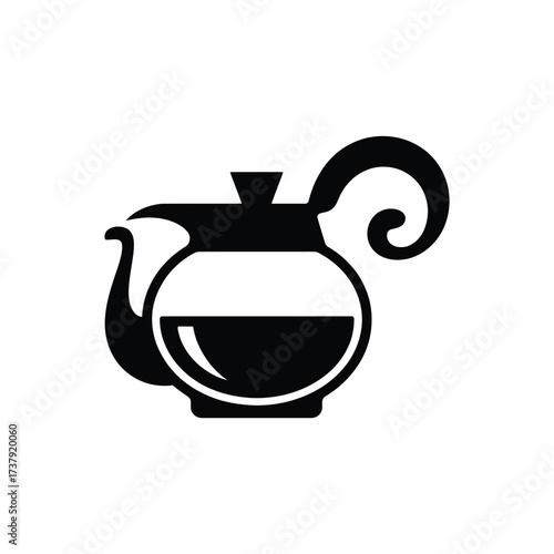 Simple black silhouette of a coffee pot with a handle