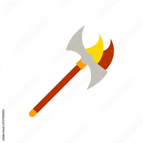 Illustration of a double bladed battle axe on transparent background
