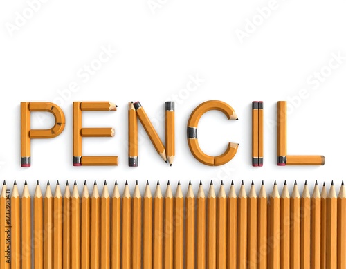 Pencils arranged to spell the word 