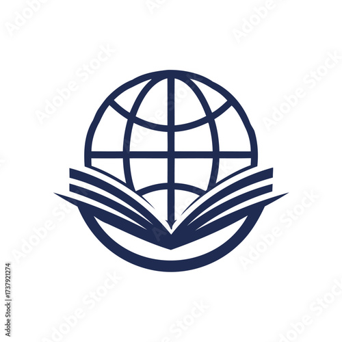 Global education symbol featuring an open book and a globe