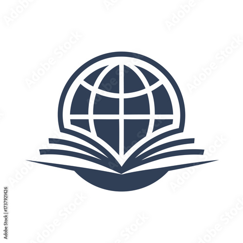 Open book with globe symbol representing global education and knowledge