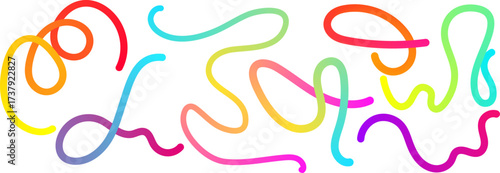 Abstract gradient waves and dynamic stripes. Collection of colorful flowing line sets.