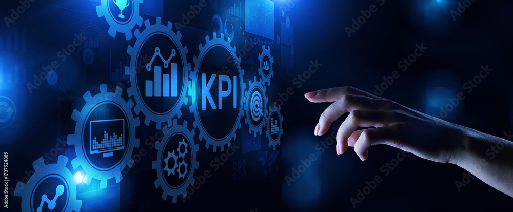 Obraz premium KPI Key performance indicator business finance concept on screen.