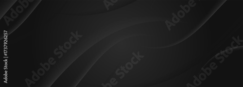 3D black geometric abstract background overlap layer on dark space with waves shape decoration. Minimalist modern graphic design element cutout style concept for banner, flyer, card, or brochure cover