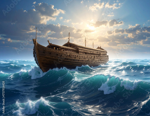 Noah's Ark floating on the water