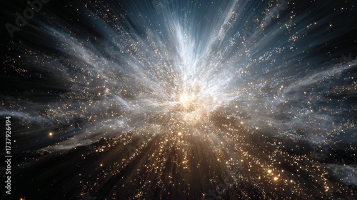 Silver Fireworks Exploding In Outer Space Nebula C - Variation
